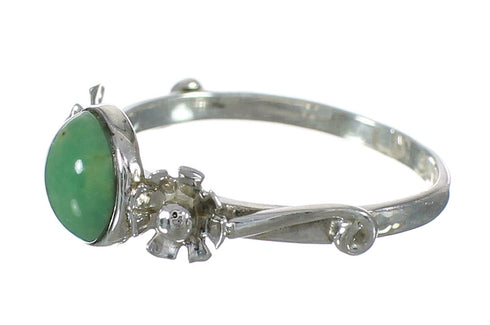 Turquoise Authentic Sterling Silver Southwestern Flower Ring Size 5-1/2 YX90816